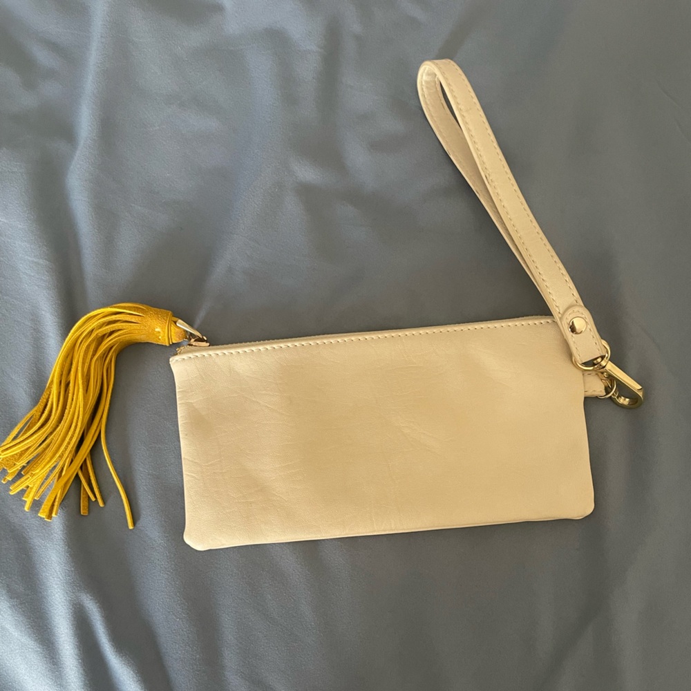 ✨Cream Clutch with Yellow Tassel